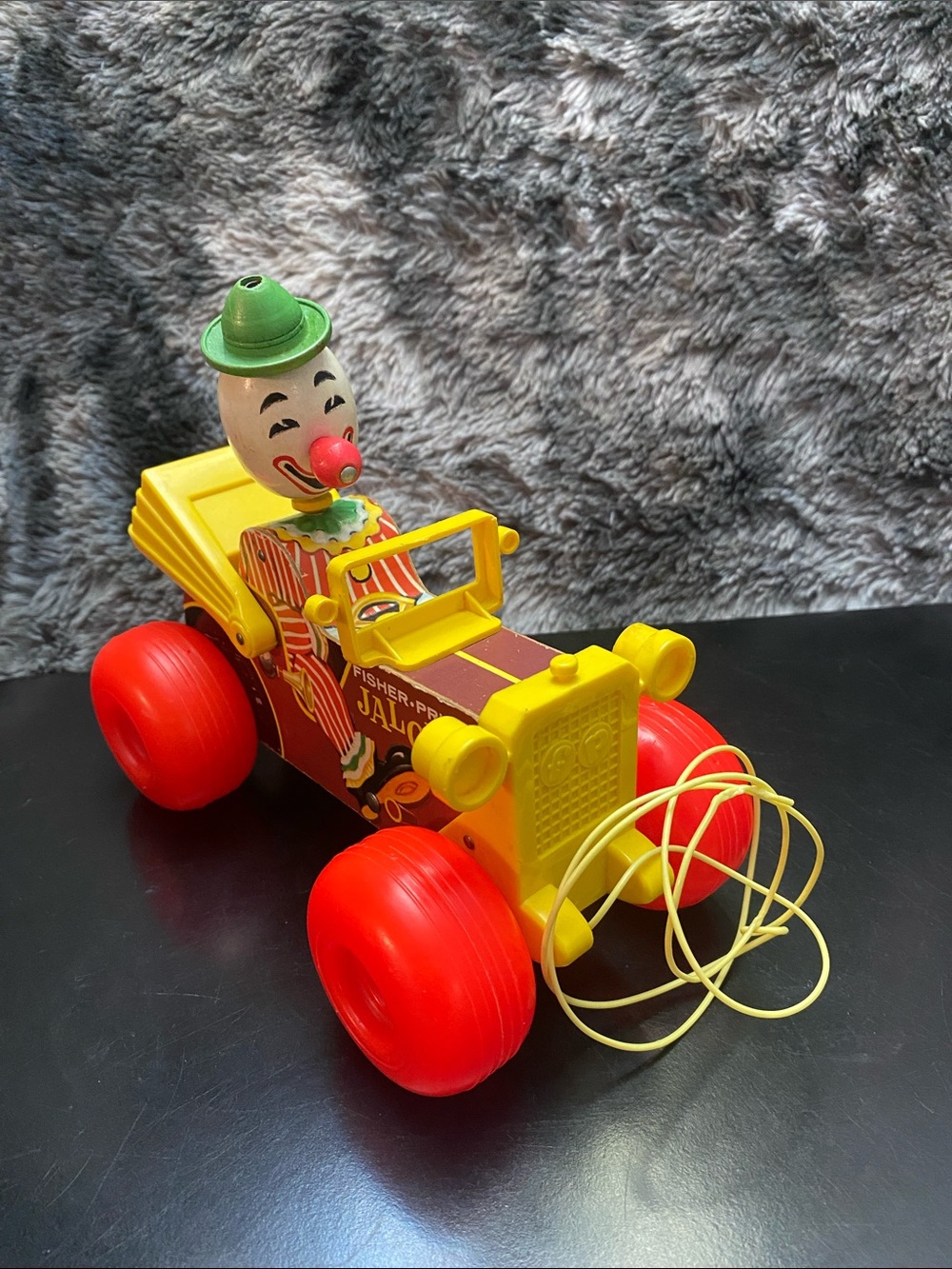 Vintage 1965 Fisher-Price Jolly Jalopy Circus Clown Pull Toy